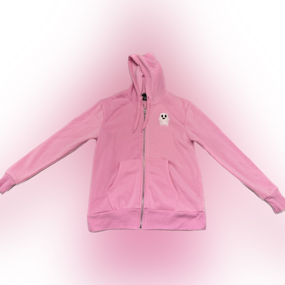 Better Together Pink Sweatshirt Hoodie With Embroidered Ghost - Picture 1 of 12